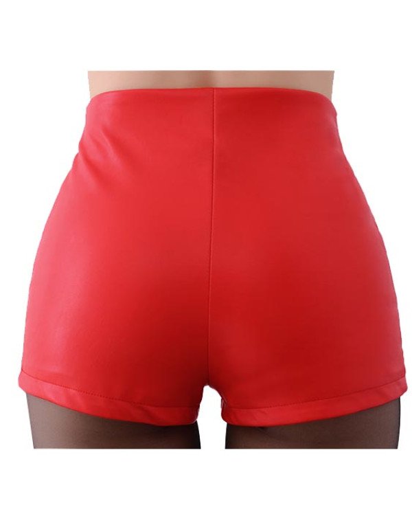 HugMe.fashion Genuine Leather Biker Red Short SH3